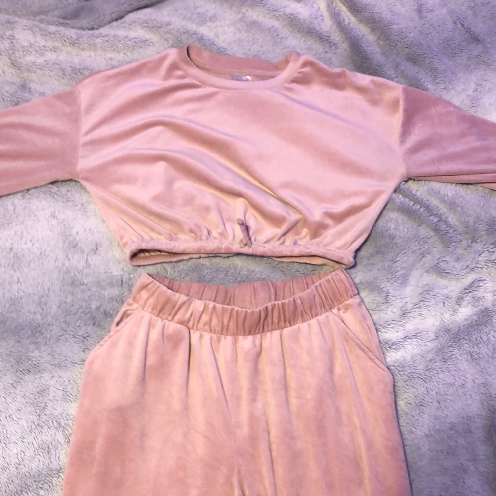 Pink hoodie and sweatpants set
